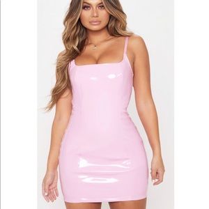 Baby Pink PU Bodycon Dress